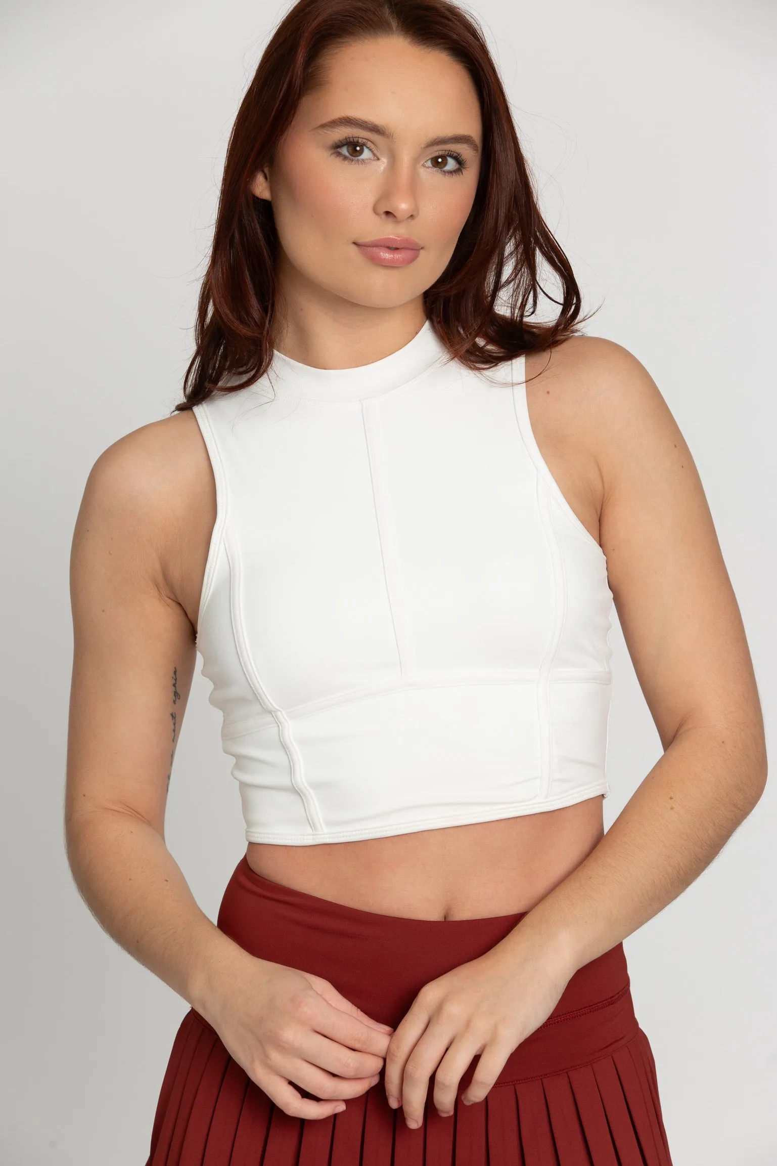 White Sleeveless Crop Top