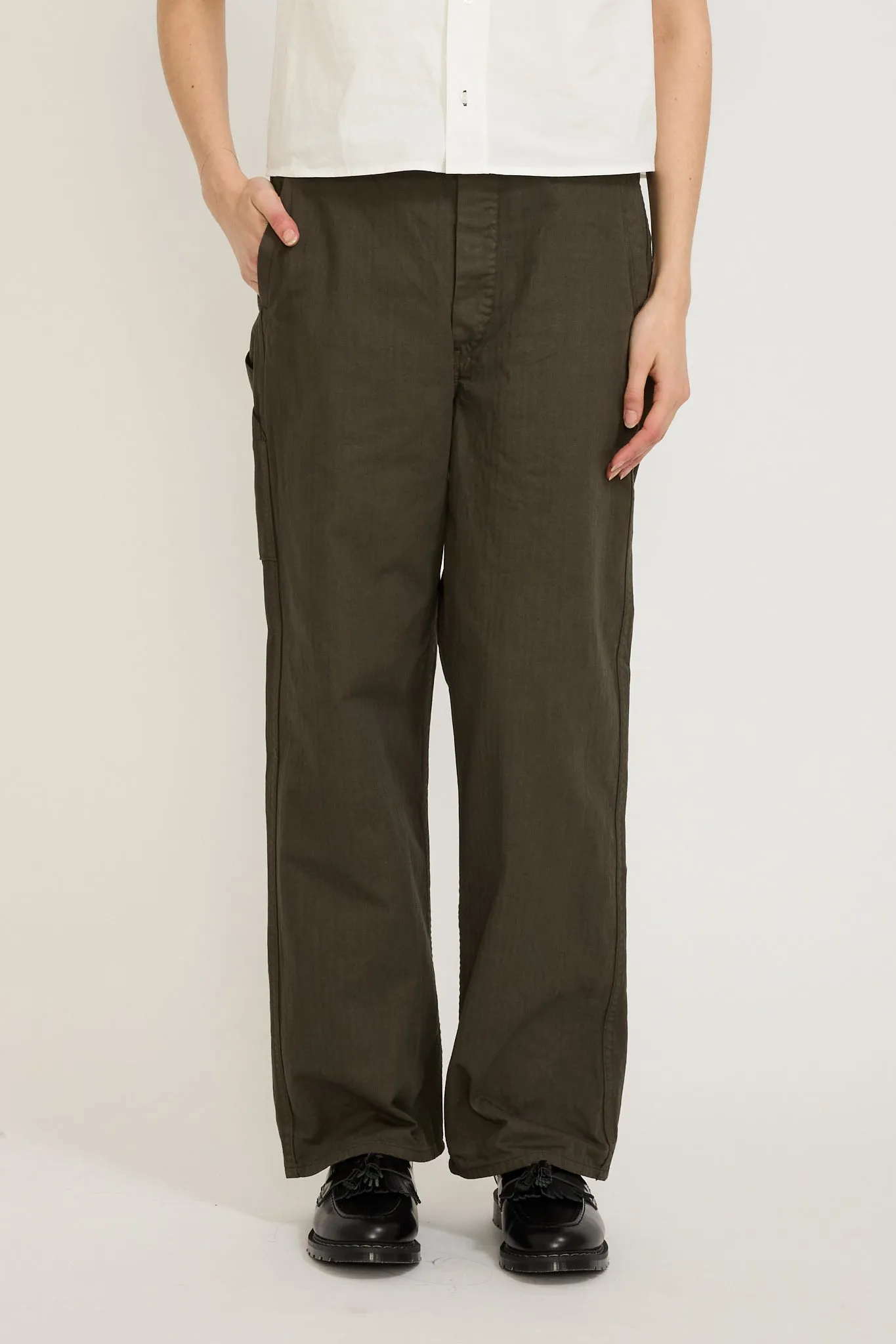 Wide Fit French Works Pants Coffee Brown Womens