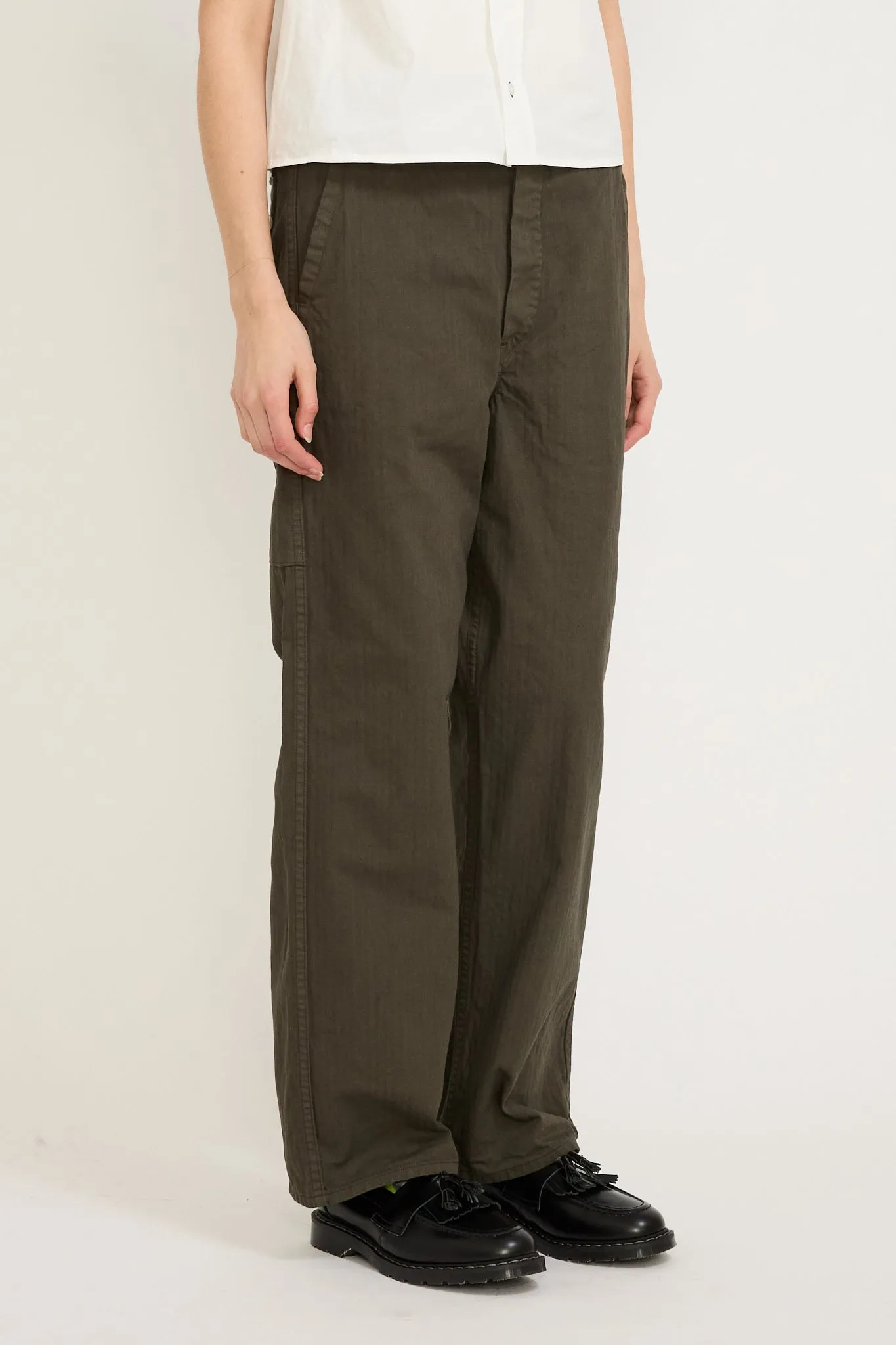 Wide Fit French Works Pants Coffee Brown Womens