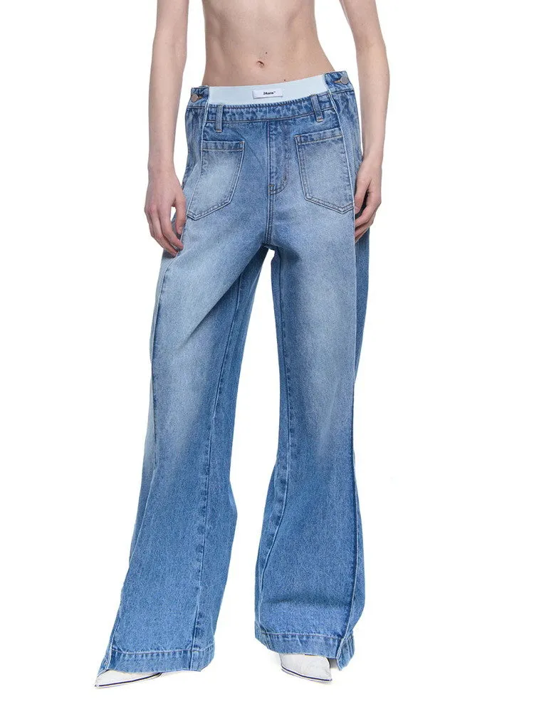 Wide-Leg Denim Loose Casial Pants