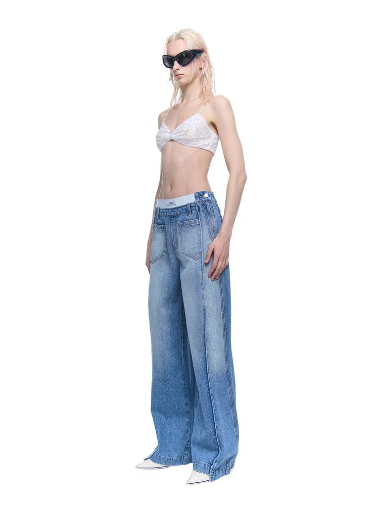 Wide-Leg Denim Loose Casial Pants