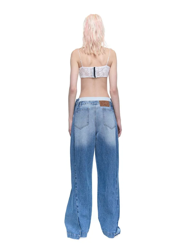 Wide-Leg Denim Loose Casial Pants