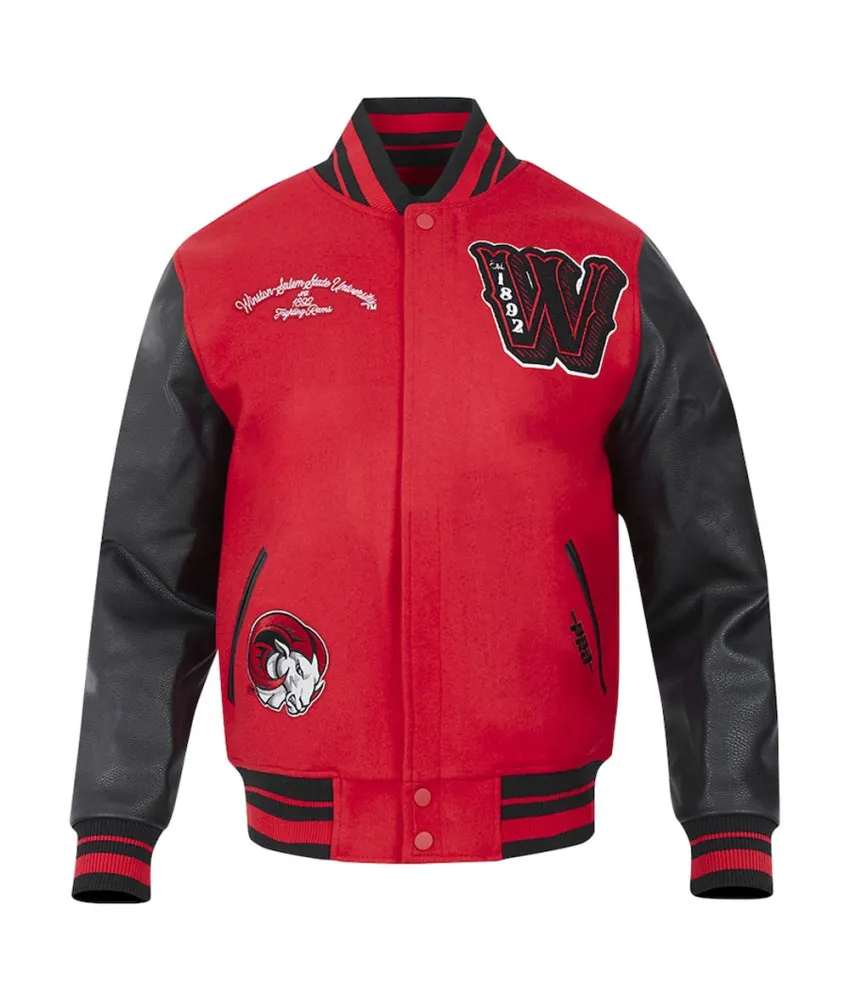 Winston-Salem State Rams HBCU Red and Black Varsity Jacket 