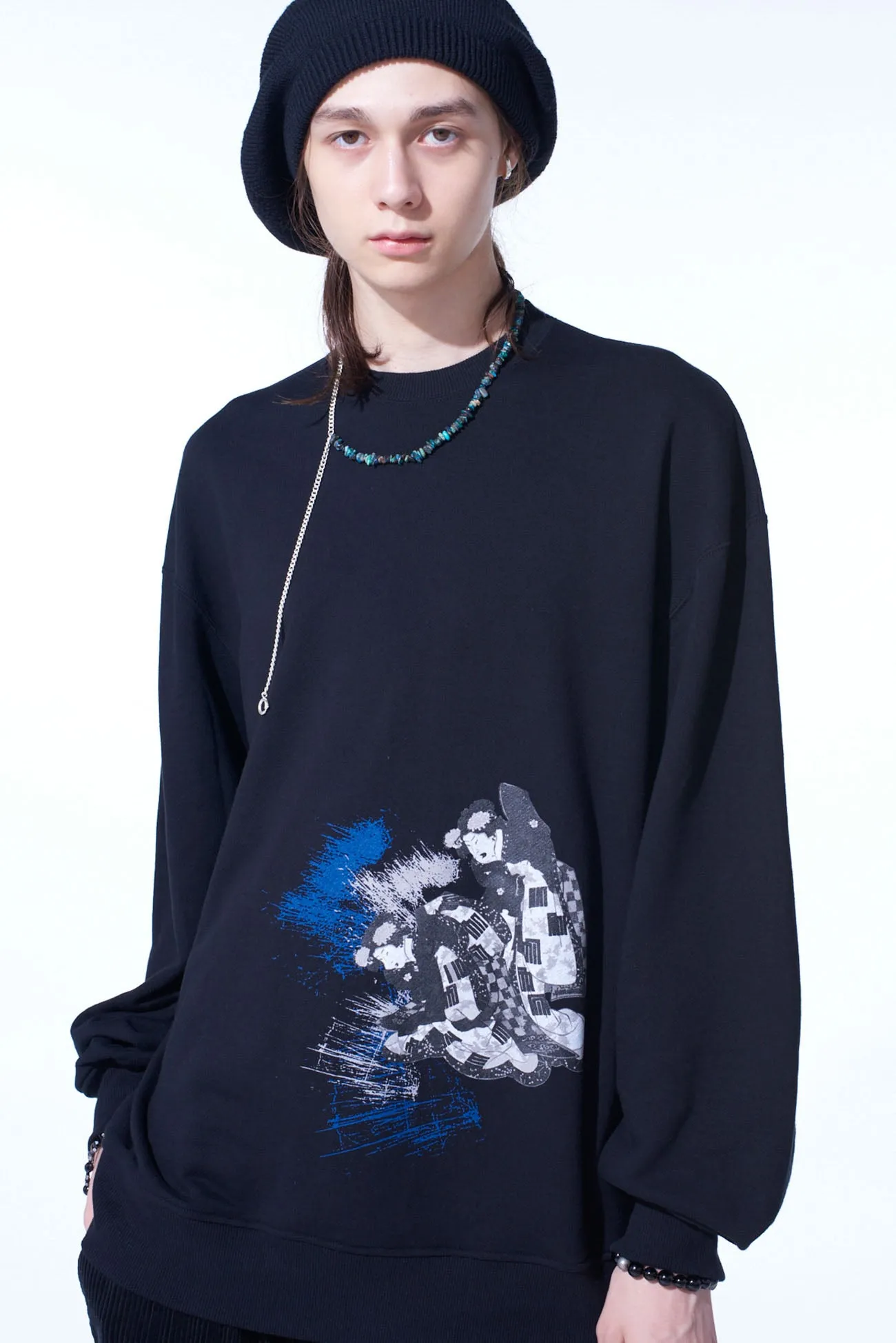 WOMEN UKIYO-E GRAPHIC PULLOVER