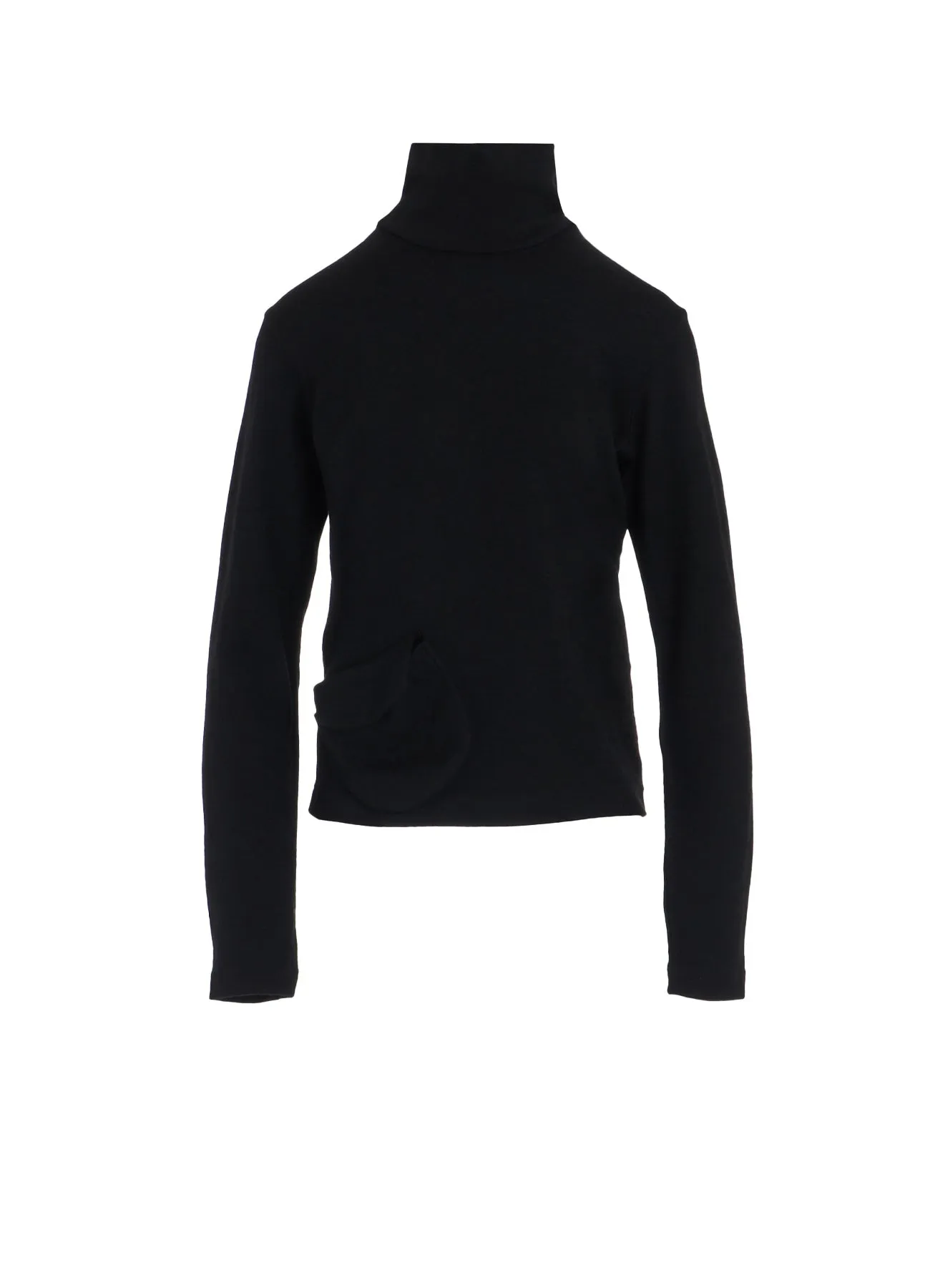 WOOL JERSEY HIGH NECK PULLOVER WITH POCKET