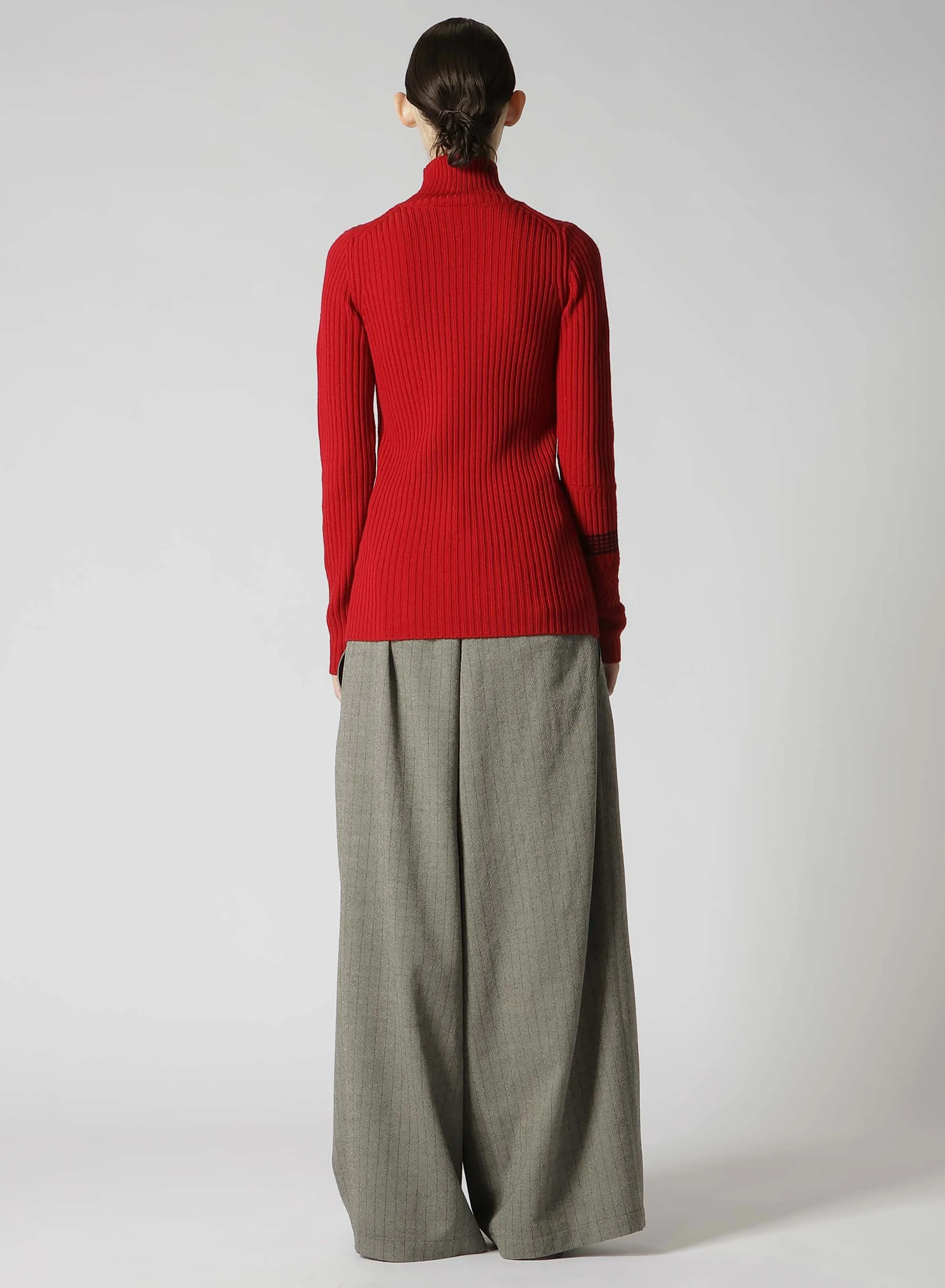 WOOL RIB HIGH NECK PULLOVER