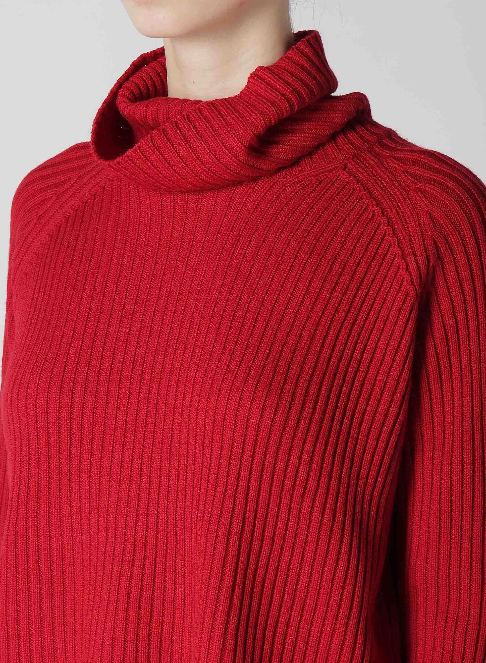 WOOL RIB TURTLE NECK PULLOVER