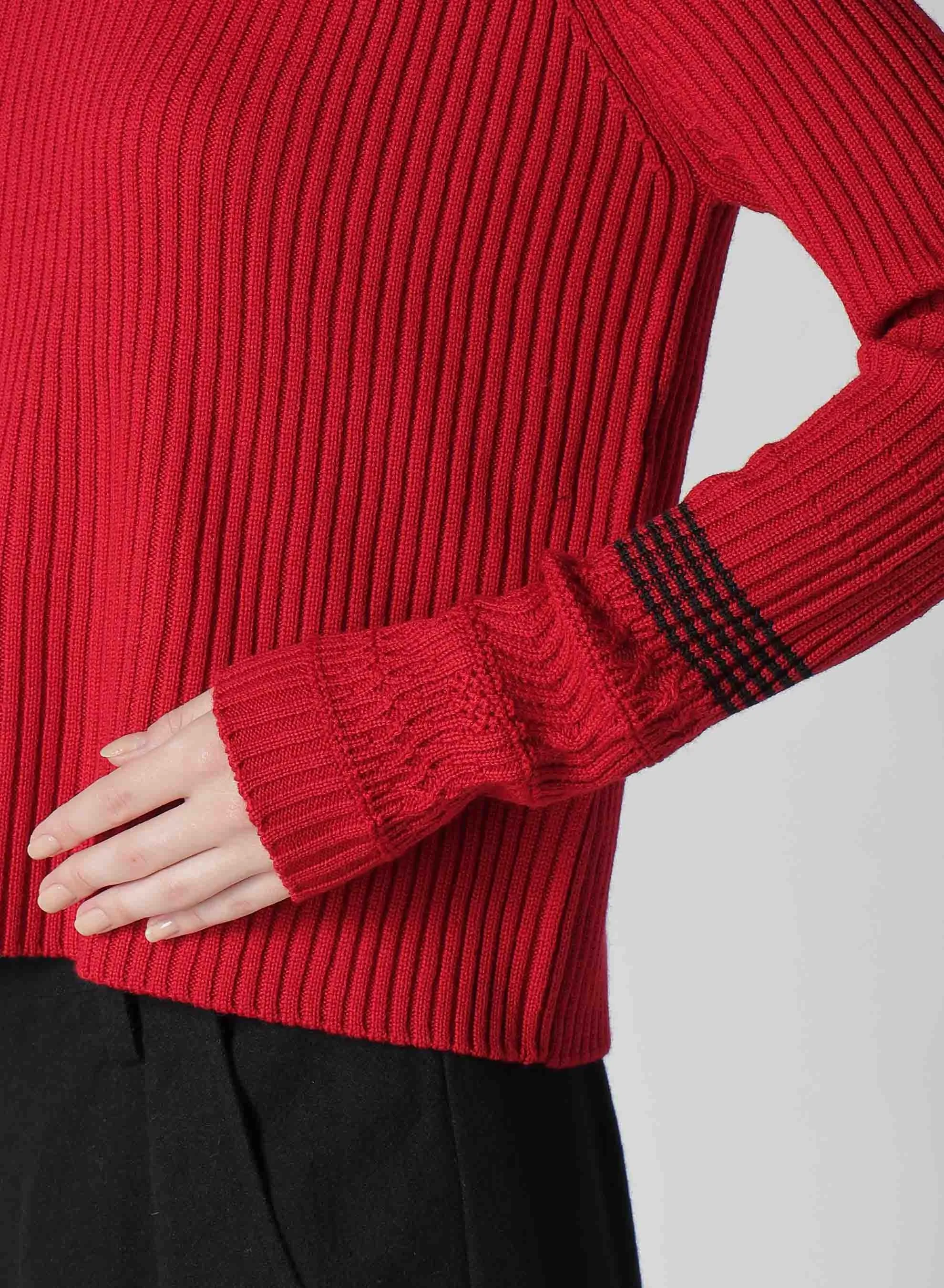 WOOL RIB TURTLE NECK PULLOVER