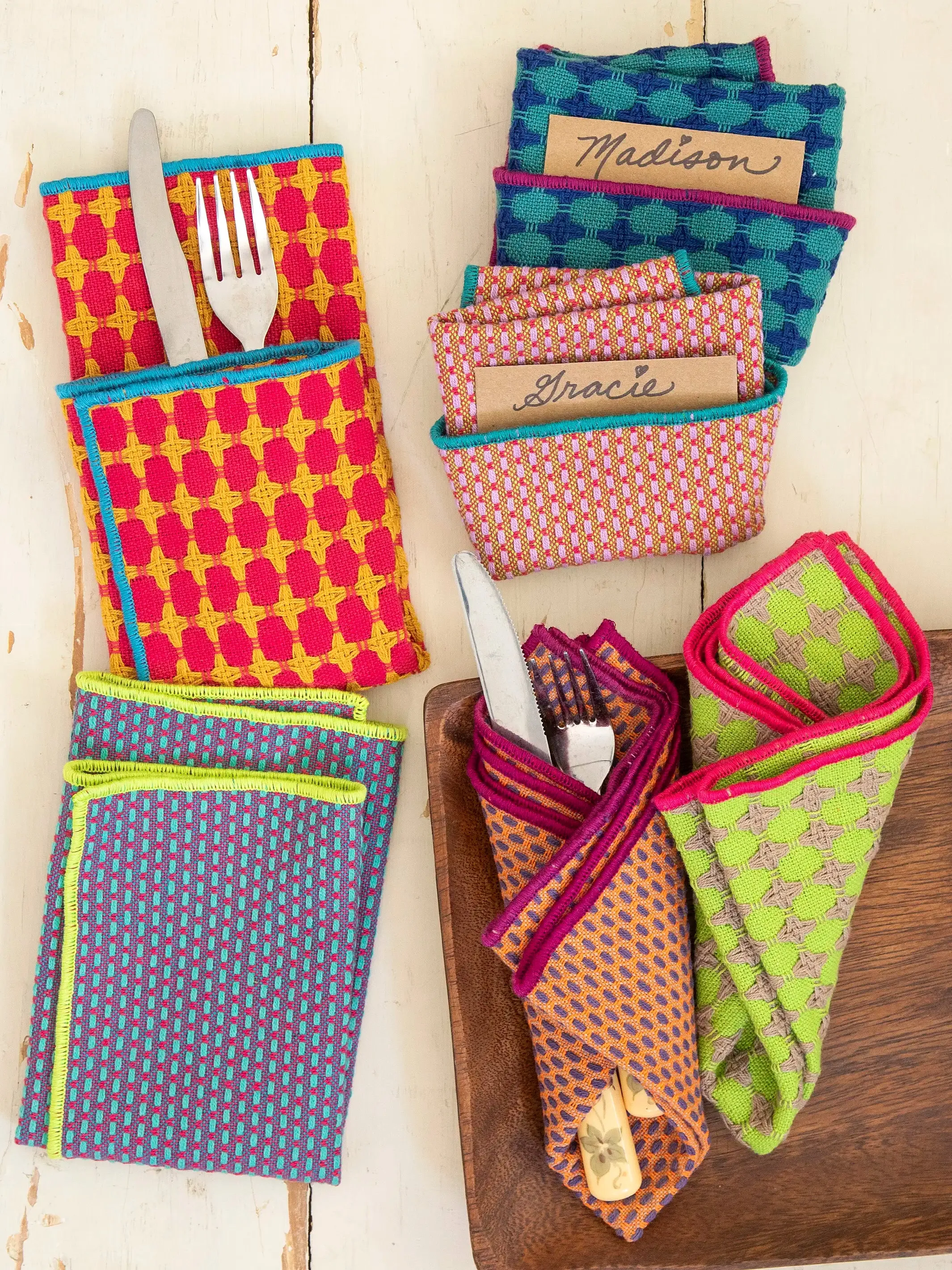 Woven Dish Cloth Napkins, Set of 6 - Multi