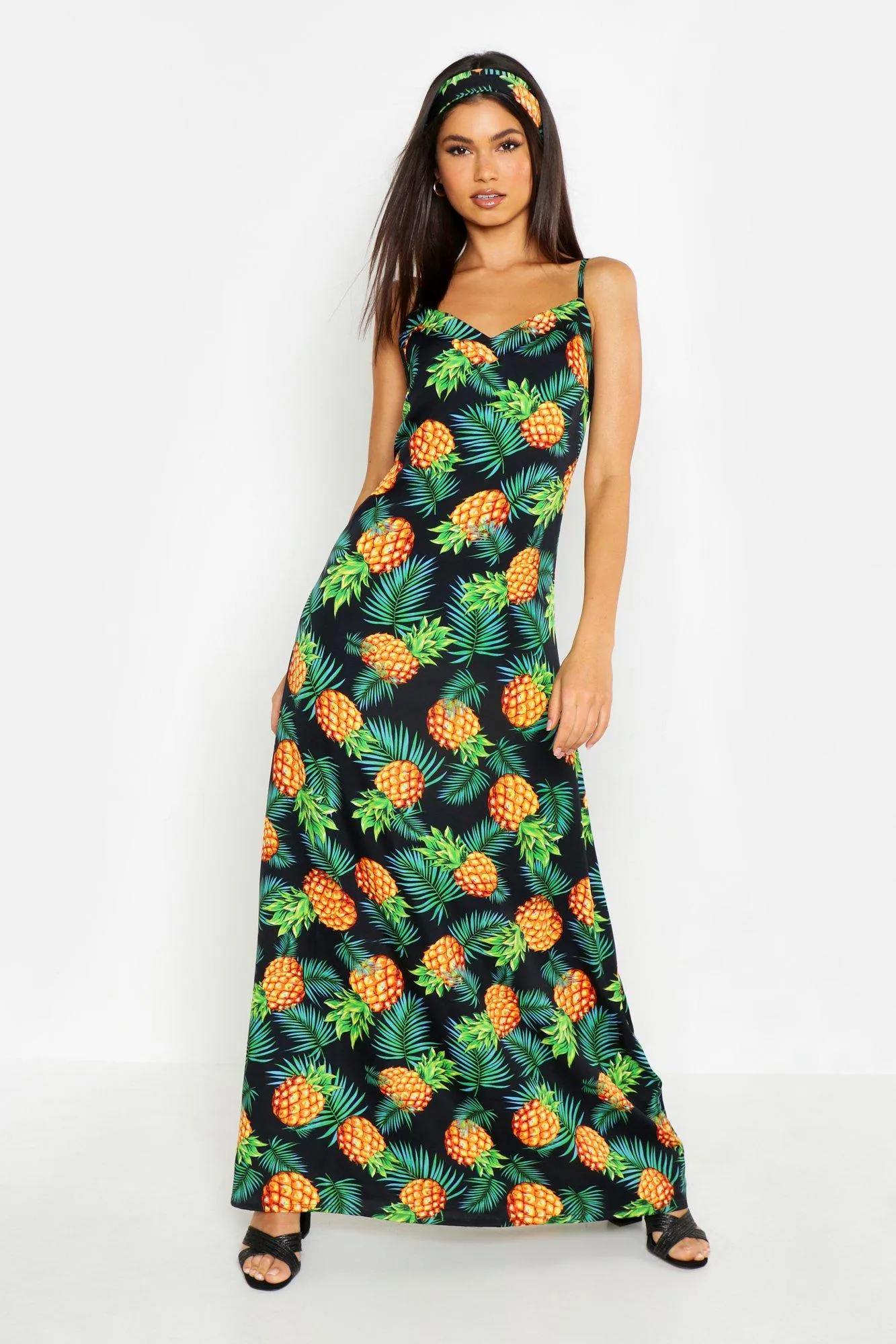 Woven Pineapple Maxi Dress & Matching Head Scarf