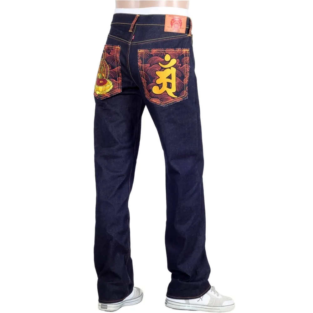 Year of the Snake Exclusive Design Dark Indigo Raw Denim Jeans