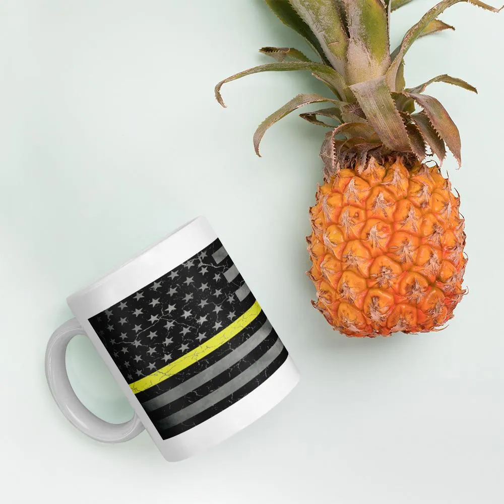 Yellow Line Crackle Coffee Mug