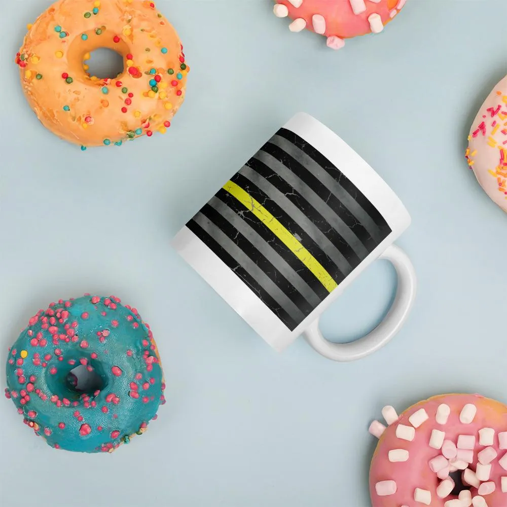 Yellow Line Crackle Coffee Mug