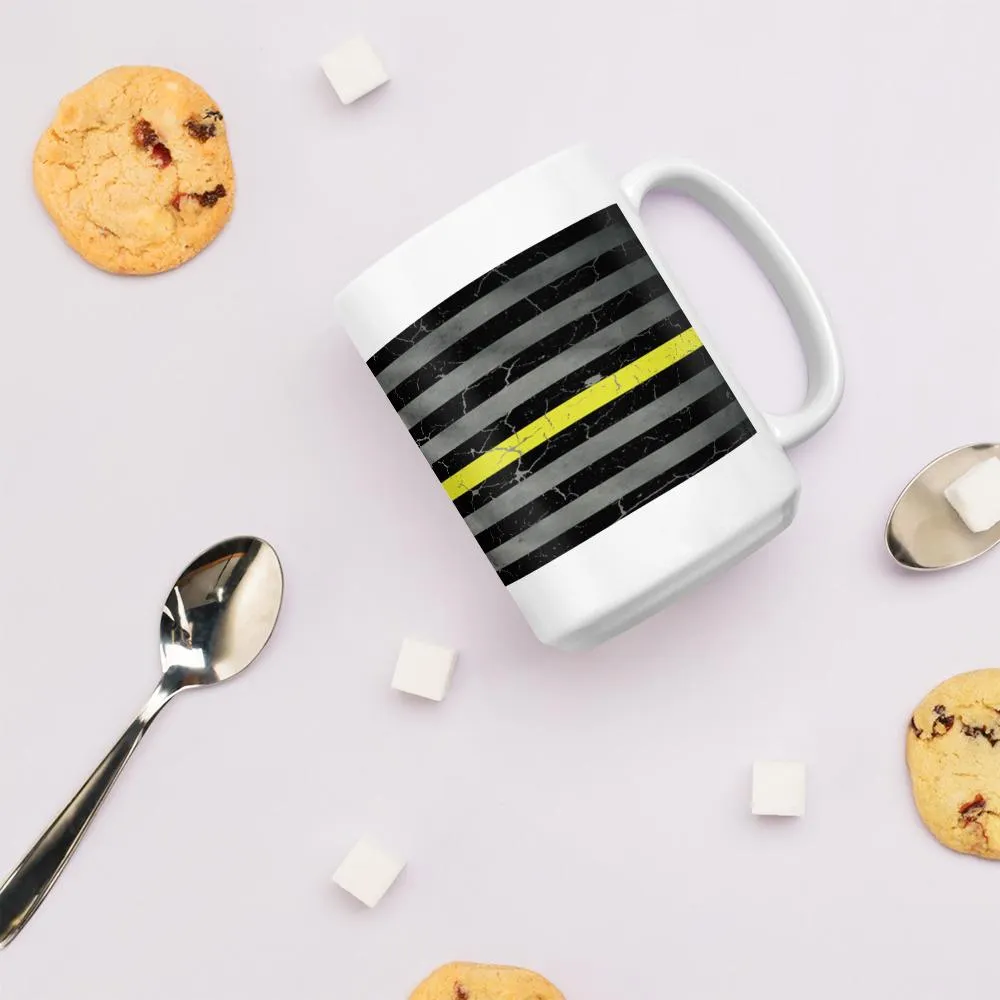 Yellow Line Crackle Coffee Mug